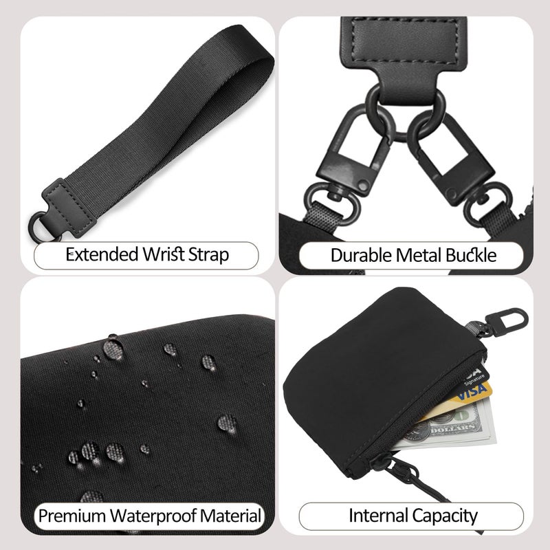 COOLANS Mini Wristlet Wallets Dual Pouch,Around Wristlet Handbag Wallet for Women Zip Cards Holder,Wristlet Bracelet Purse - Image 5